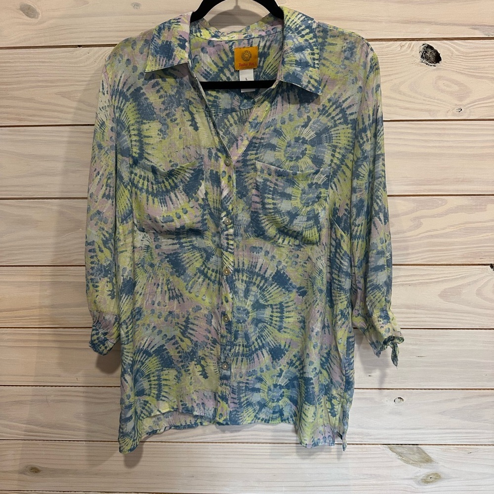 Ruby Rd. Multicolor Tie-Dye Button Down Shirt